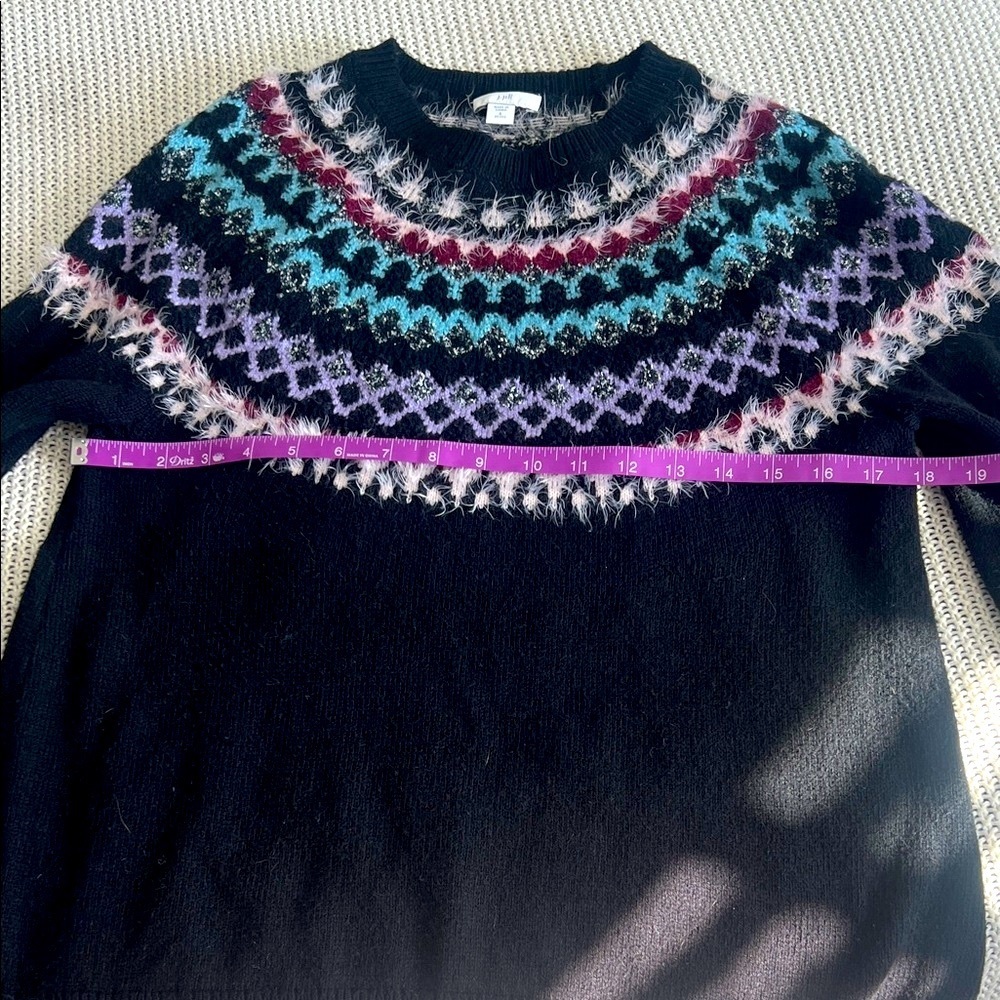 J. Jill Black Sweater with Blue Fair Isle Design - Picture 8 of 11
